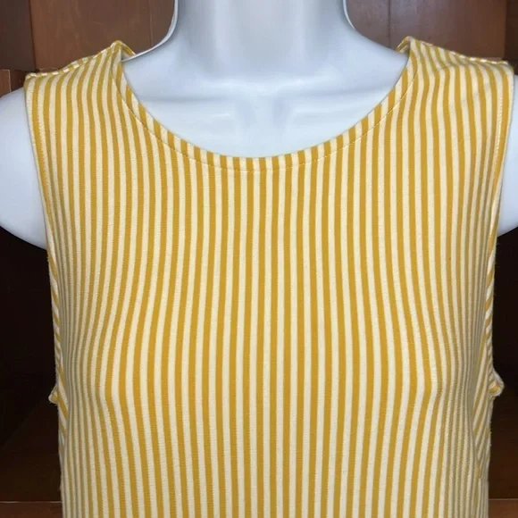 Ann Taylor Factory Bias Hem Tank Marigold Stripes Medium - Picture 3 of 9